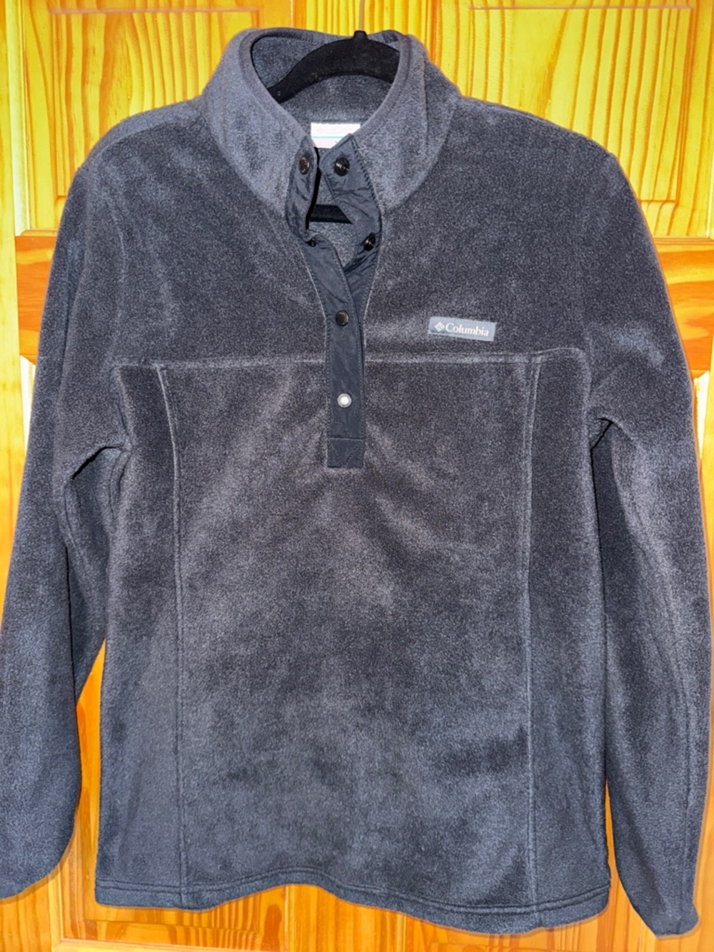 Columbia Black Fleece Pullover Women’s M Snap Collar Cozy